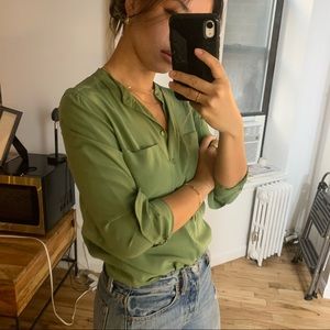 Equipment Green Silk Blouse